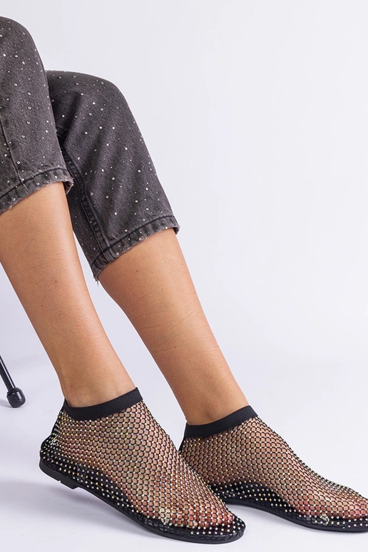 Sandali in rete nera con zirconi Antalia