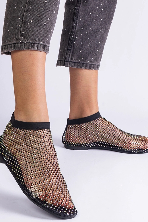 Sandali in rete nera con zirconi Antalia