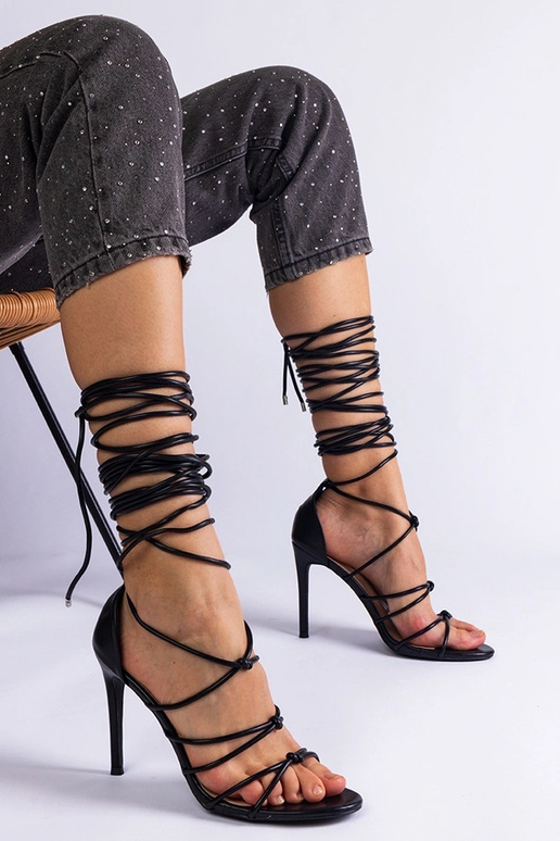 Sandali Fortado neri con tacco alto e...