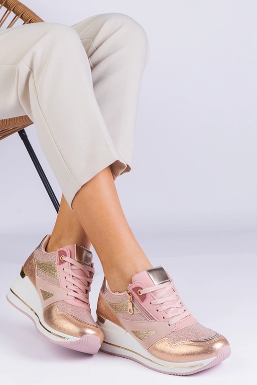 Sneakers sportive con plateau rosa...