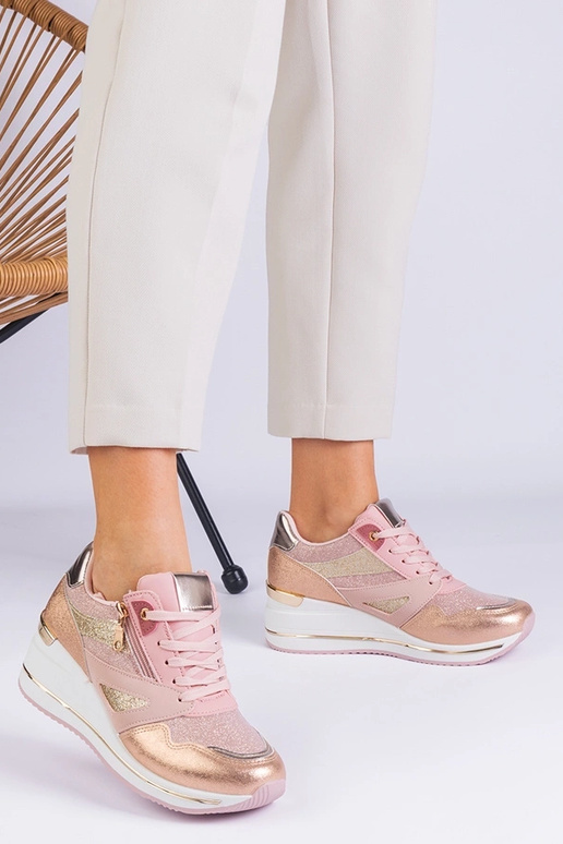 Sneakers sportive con plateau rosa...
