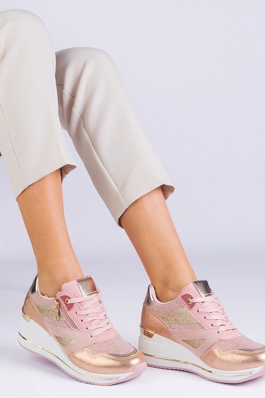 Sneakers sportive con plateau rosa...