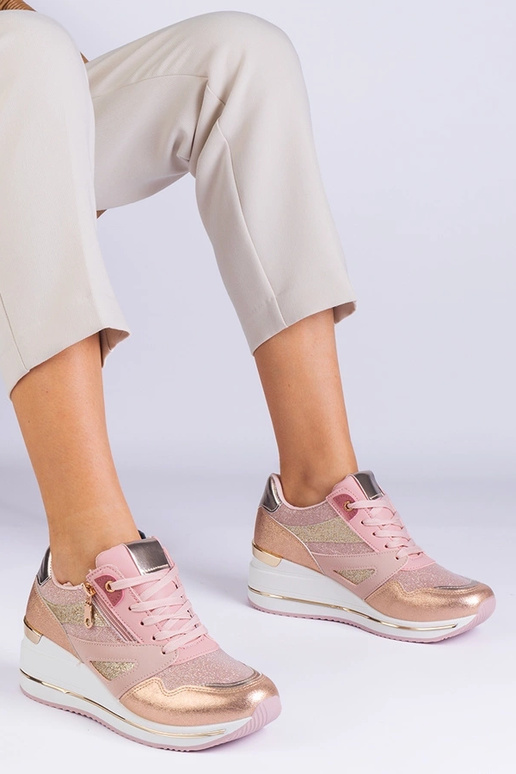 Sneakers sportive con plateau rosa...