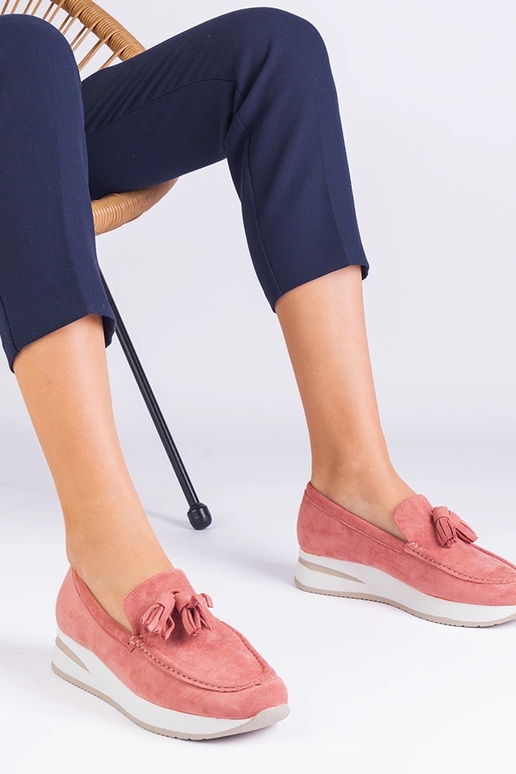 Mocassini da donna rosa con plateau e...