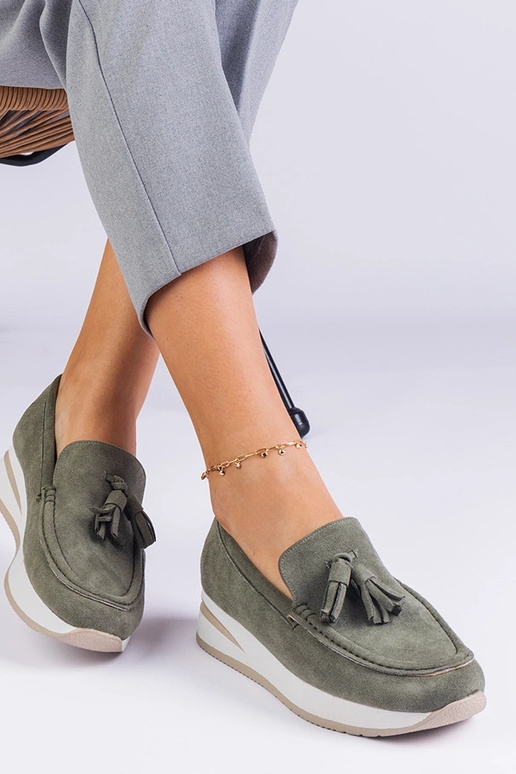 Mocassini da donna con plateau verdi...