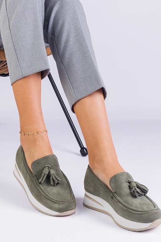 Mocassini da donna con plateau verdi...