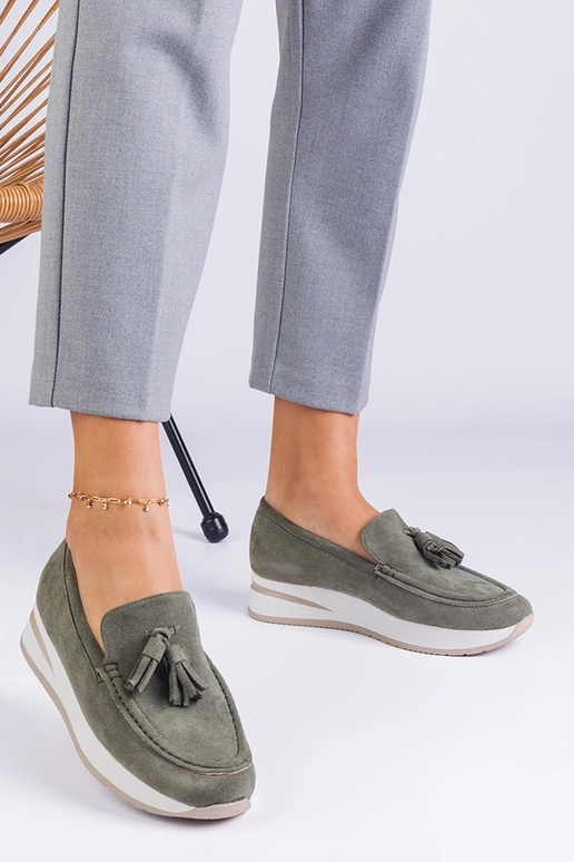 Mocassini da donna con plateau verdi...