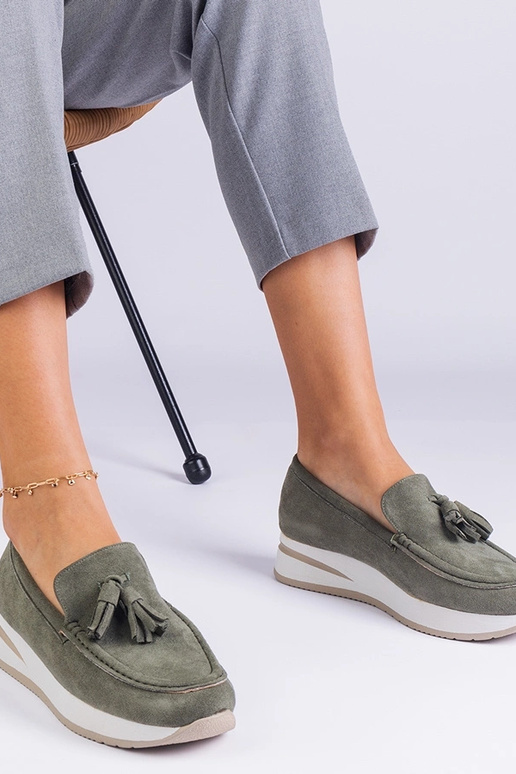 Mocassini da donna con plateau verdi...