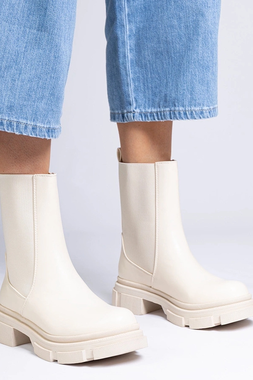 Stivaletti beige con gambale elastico...