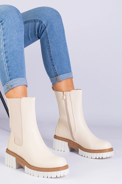 Stivaletti beige in similpelle Tantala