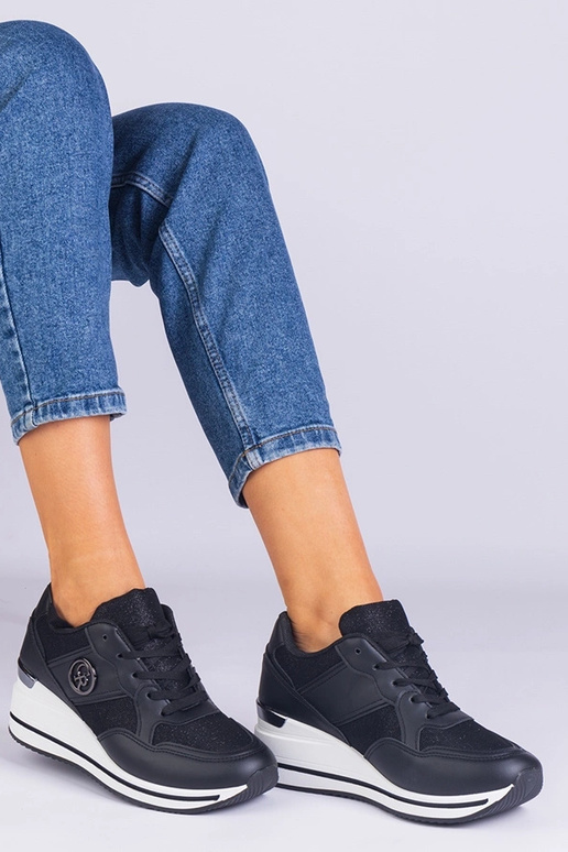 Sneakers da donna nere decorate con...