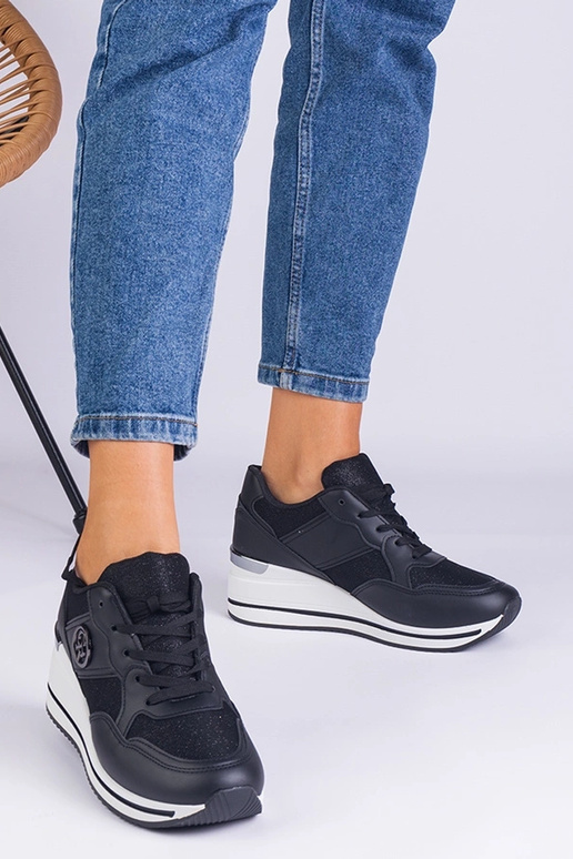 Sneakers da donna nere decorate con...