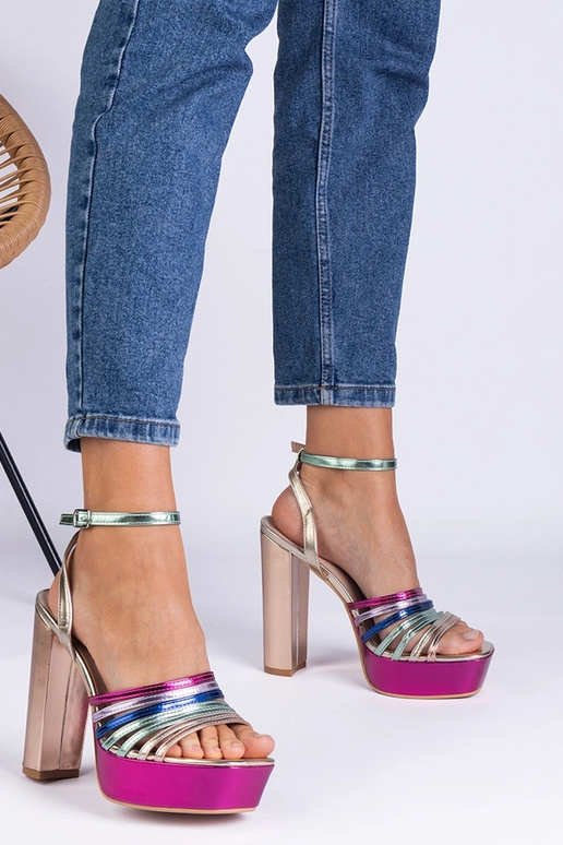 Sandali multicolori con tacco a...