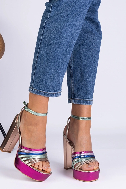 Sandali multicolori con tacco a...