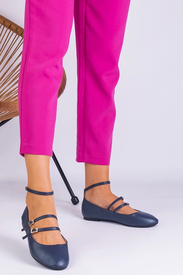Ballerine in ecopelle blu navy con fibbie Vitoldora 2