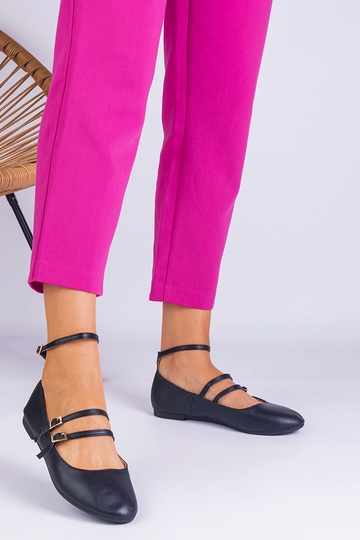 Ballerine nere in pelle sintetica con fibbie Vitoldora 2