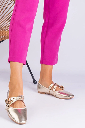 Ballerine dorate in similpelle decorate con fibbie Emmarino 2