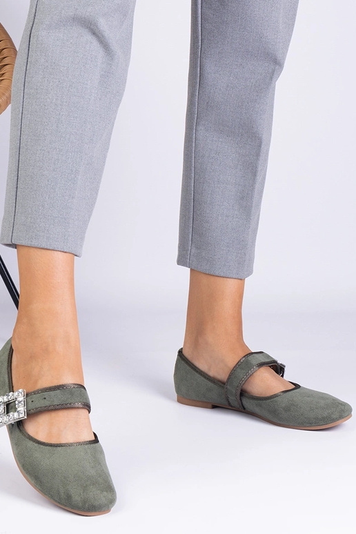 Ballerine verdi decorate con fibbia...