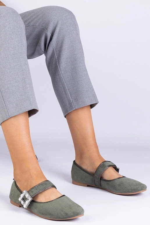 Ballerine verdi decorate con fibbia...