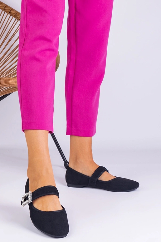 Ballerine nere decorate con fibbia in...