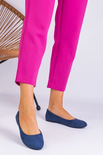 Ballerine da donna blu navy con fiocco, in pelle scamosciata Ingera