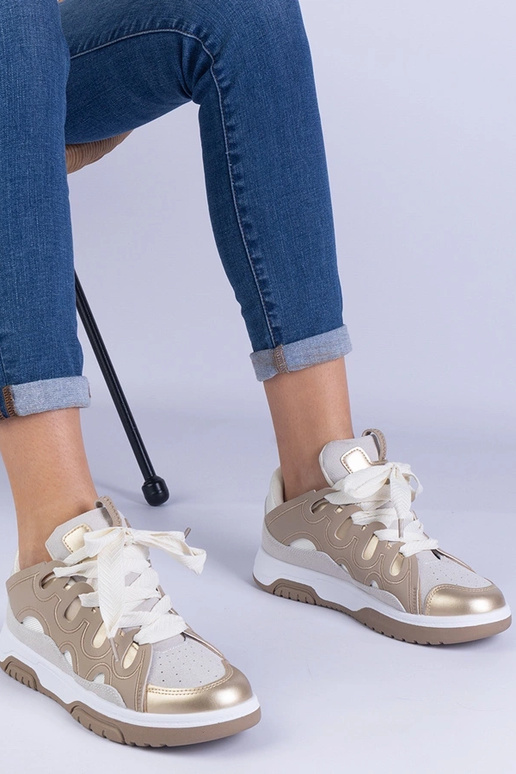 Sneakers beige da donna con...