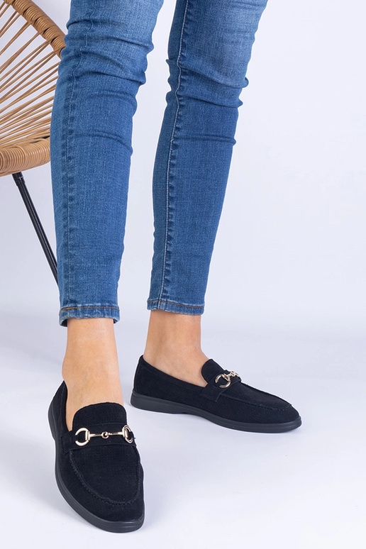 Scarpe nere di camoscio traforato con...