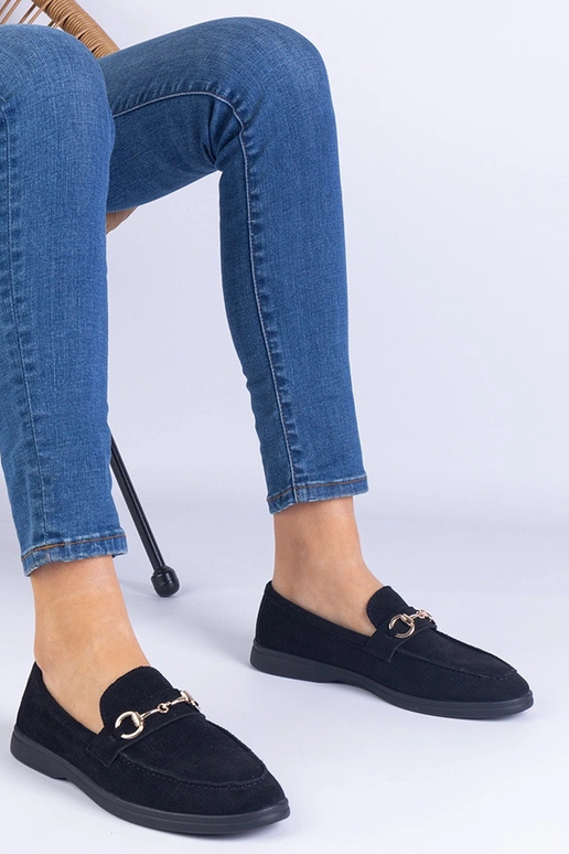 Scarpe nere di camoscio traforato con...