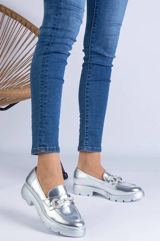 Mezze scarpe classiche argento con...