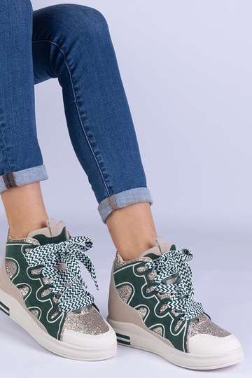Sneakers verdi con lacci spessi e glitter Gralina