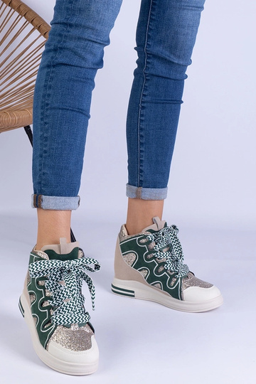 Sneakers verdi con lacci spessi e glitter Gralina 2