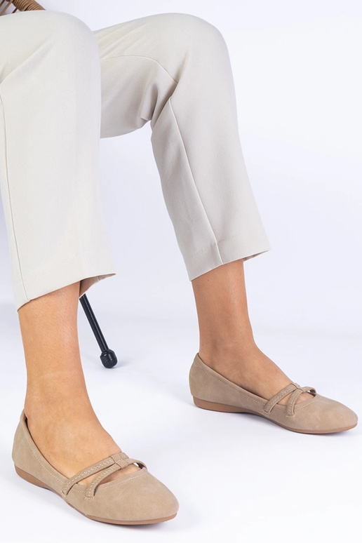 Ballerine beige da donna in ecopelle...