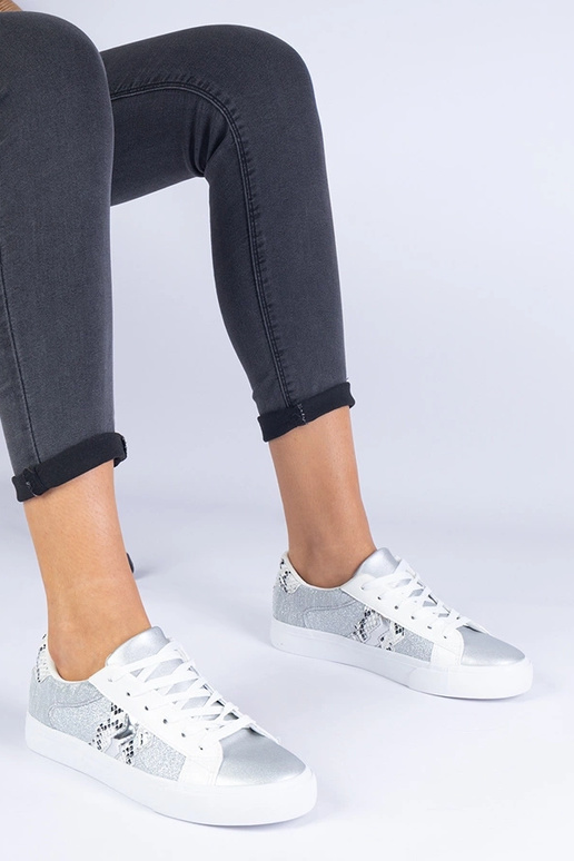 Sneakers da donna in argento con...