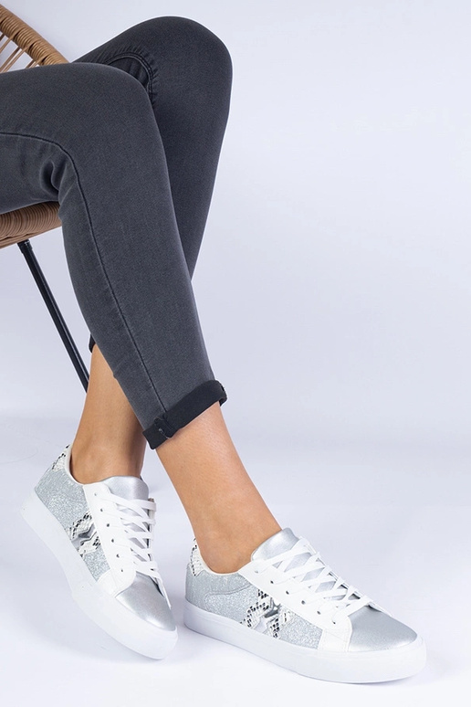 Sneakers da donna in argento con...