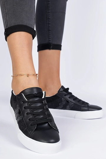 Sneakers nere con motivo animale decorate con glitter Walorin