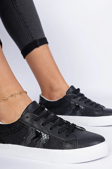 Sneakers nere con motivo animale decorate con glitter Walorin 2