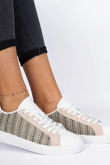 Sneakers beige da donna in tessuto Bellisio 2