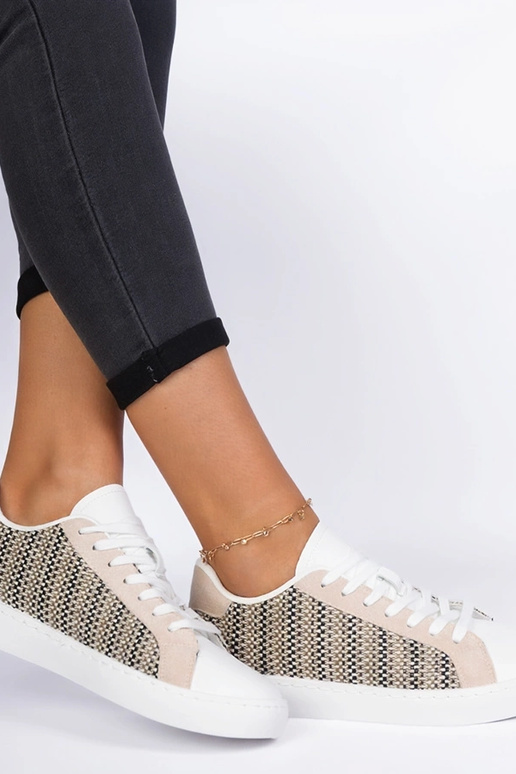 Sneakers beige da donna in tessuto...