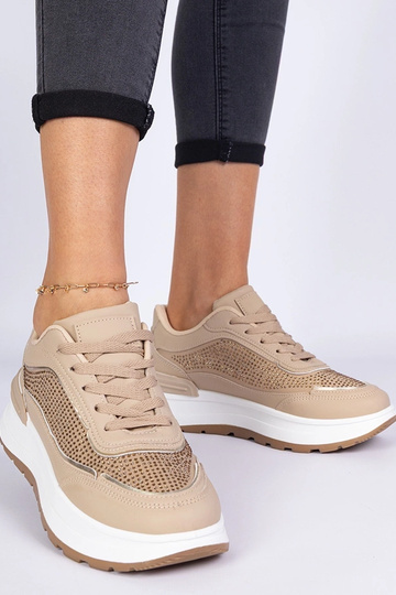 Sneakers marroni da donna con zirconi Fucco