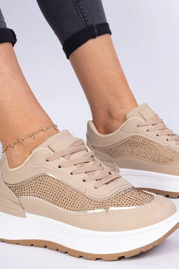 Sneakers marroni da donna con zirconi Fucco 2