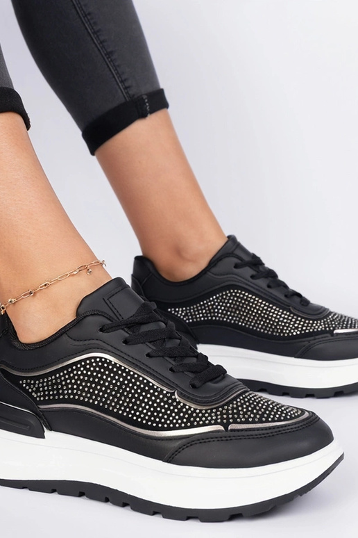 Sneakers nere da donna con zirconi Fucco