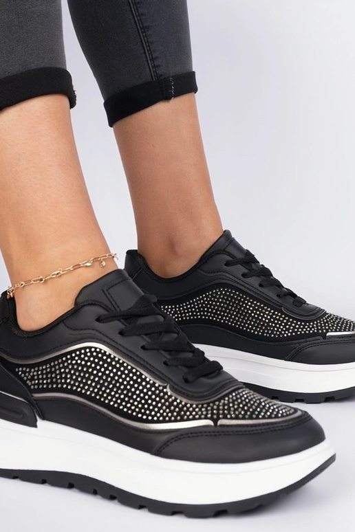 Sneakers nere da donna con zirconi Fucco