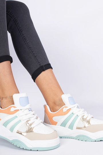 Sneakers arancioni da donna con lacci massicci Bartella