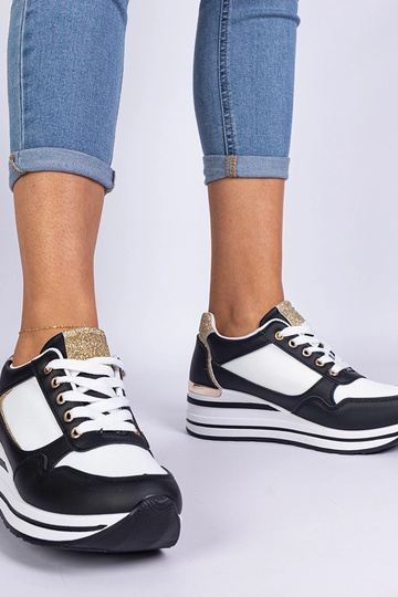 Sneakers nere decorate con glitter e inserto metallico Olaria