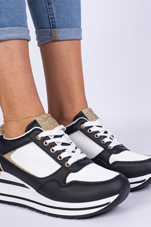 Sneakers nere decorate con glitter e...