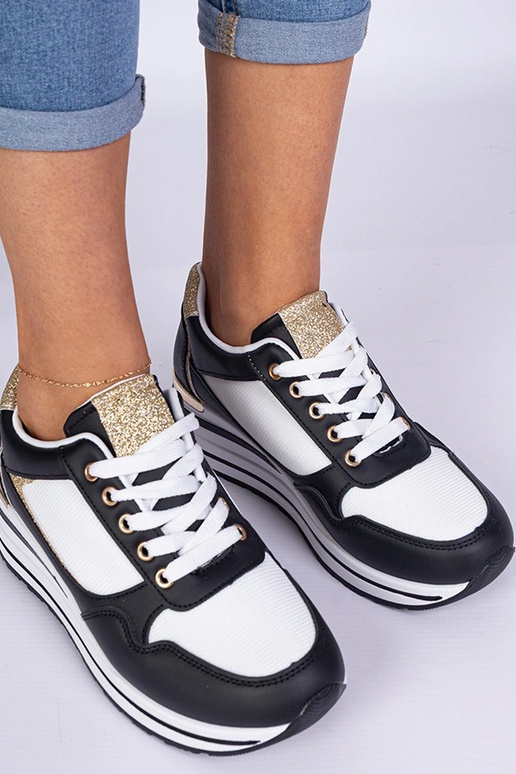 Sneakers nere decorate con glitter e...