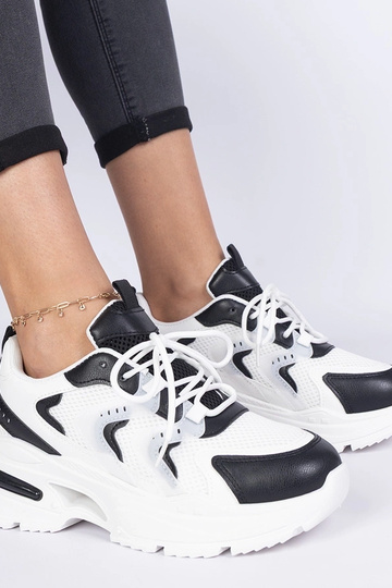 Sneakers sportive bianco-neri da donna Lamula