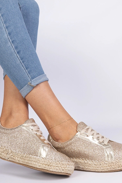 Espadrillas oro da donna decorate con...