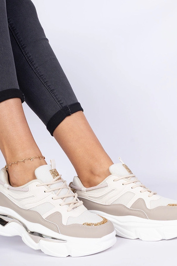 Sneakers beige da donna decorate con glitter Prutto