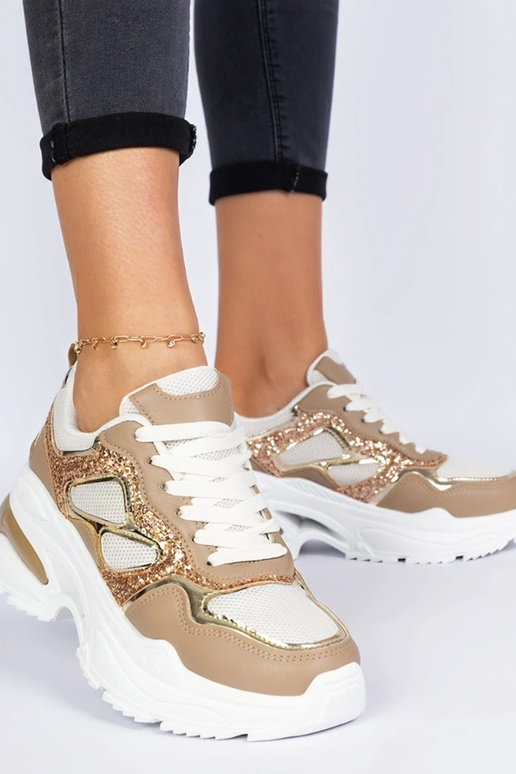 Sneakers marroni da donna decorate...